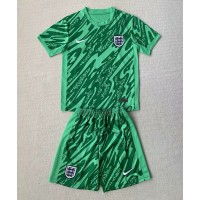 Camisa de Futebol Inglaterra Goleiro Equipamento Secundário Infantil Europeu 2024 Manga Curta (+ Calças curtas)
